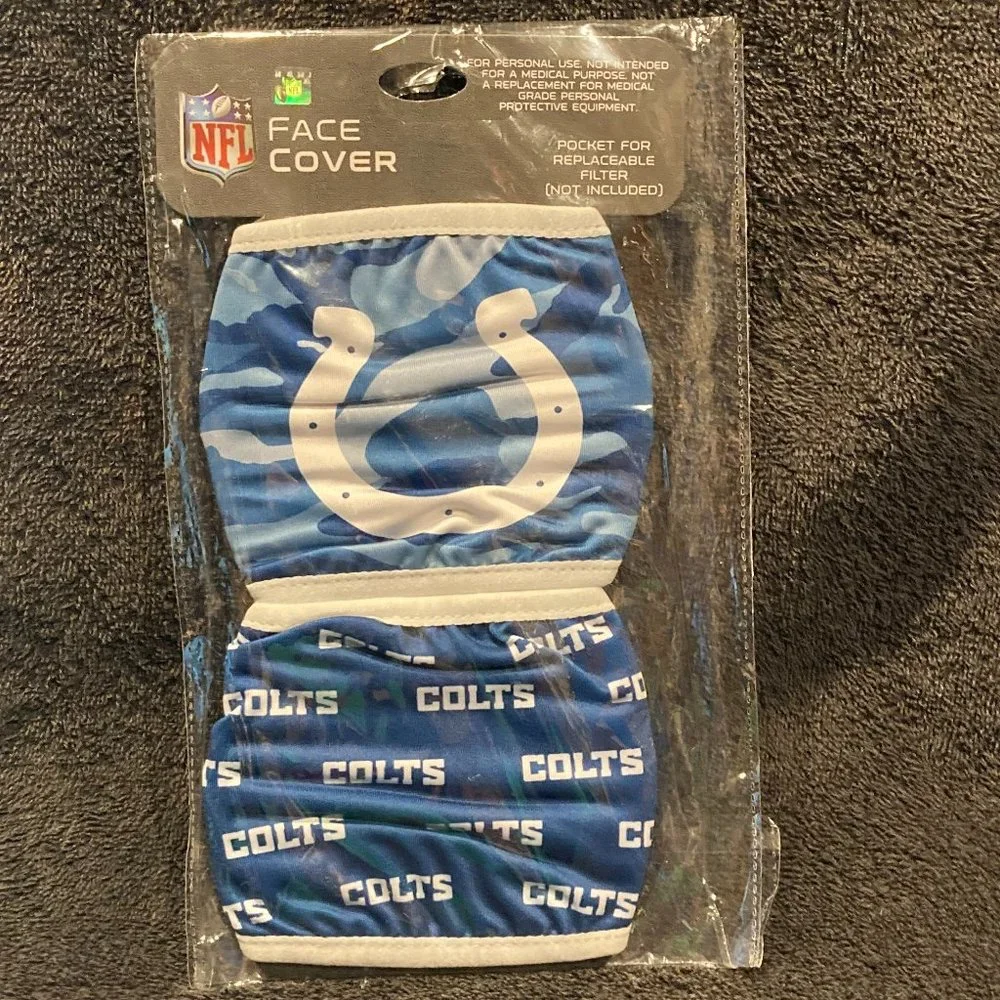 New 2 Pack Of NFL Indianapolis Colts Face Covering